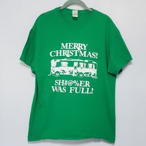 Christmas Vacation green Cousin Eddie "Sh**ter Was Full!" RV t-shirt Large Xmas